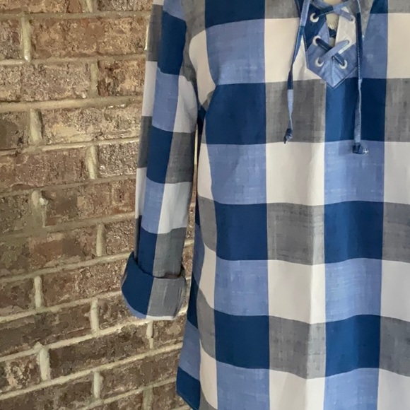 Style & co lace up shirt deep cobalt size S - Picture 3 of 11